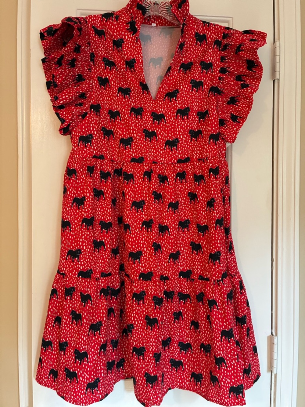 UGA bulldawg Ruffle Sleeve Dress, size S